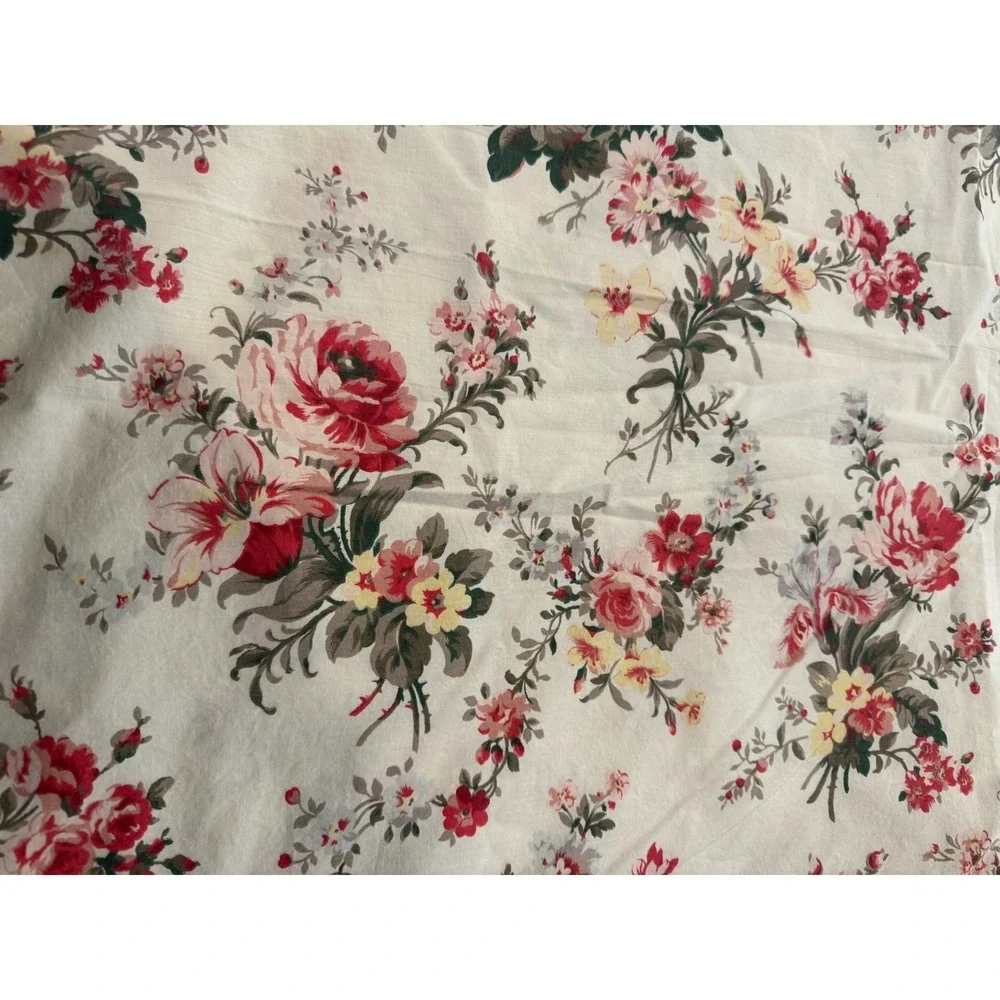 Vtg Ralph Lauren Custom Floral Rose Curtains Drapes Petticoat Floral 100% Cotton